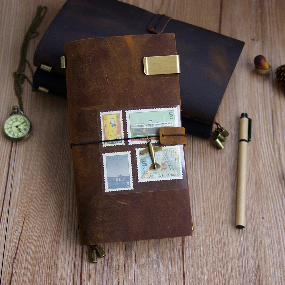 Carnet de Voyage en Cuir Véritable – Journal Vintage Artisanal Personnalisable