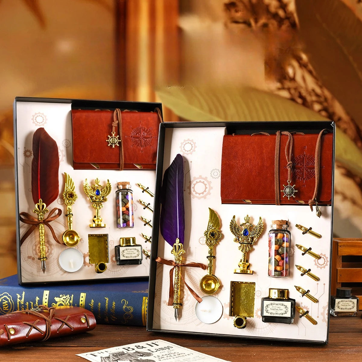 Set d'Écriture Vintage avec Stylo Plume & Carnet – Coffret Cadeau Calligraphie
