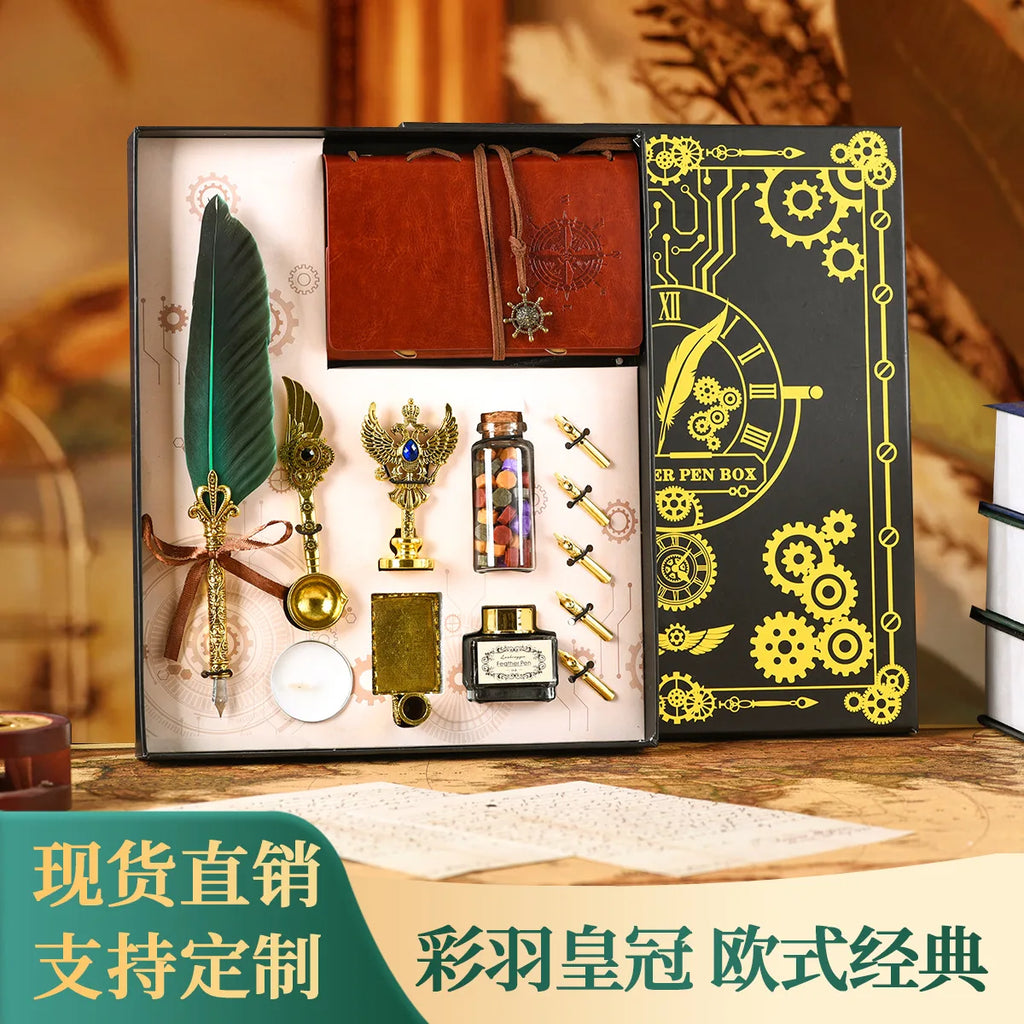 Set d'Écriture Vintage avec Stylo Plume & Carnet – Coffret Cadeau Calligraphie