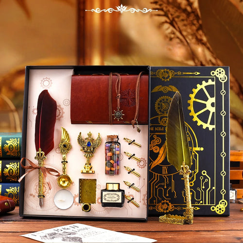 Set d'Écriture Vintage avec Stylo Plume & Carnet – Coffret Cadeau Calligraphie