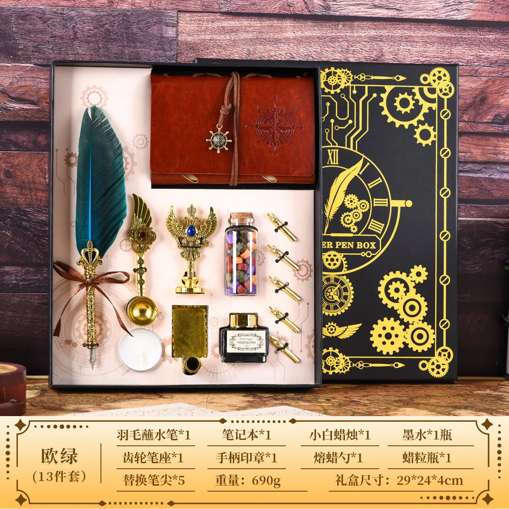 Set d'Écriture Vintage avec Stylo Plume & Carnet – Coffret Cadeau Calligraphie