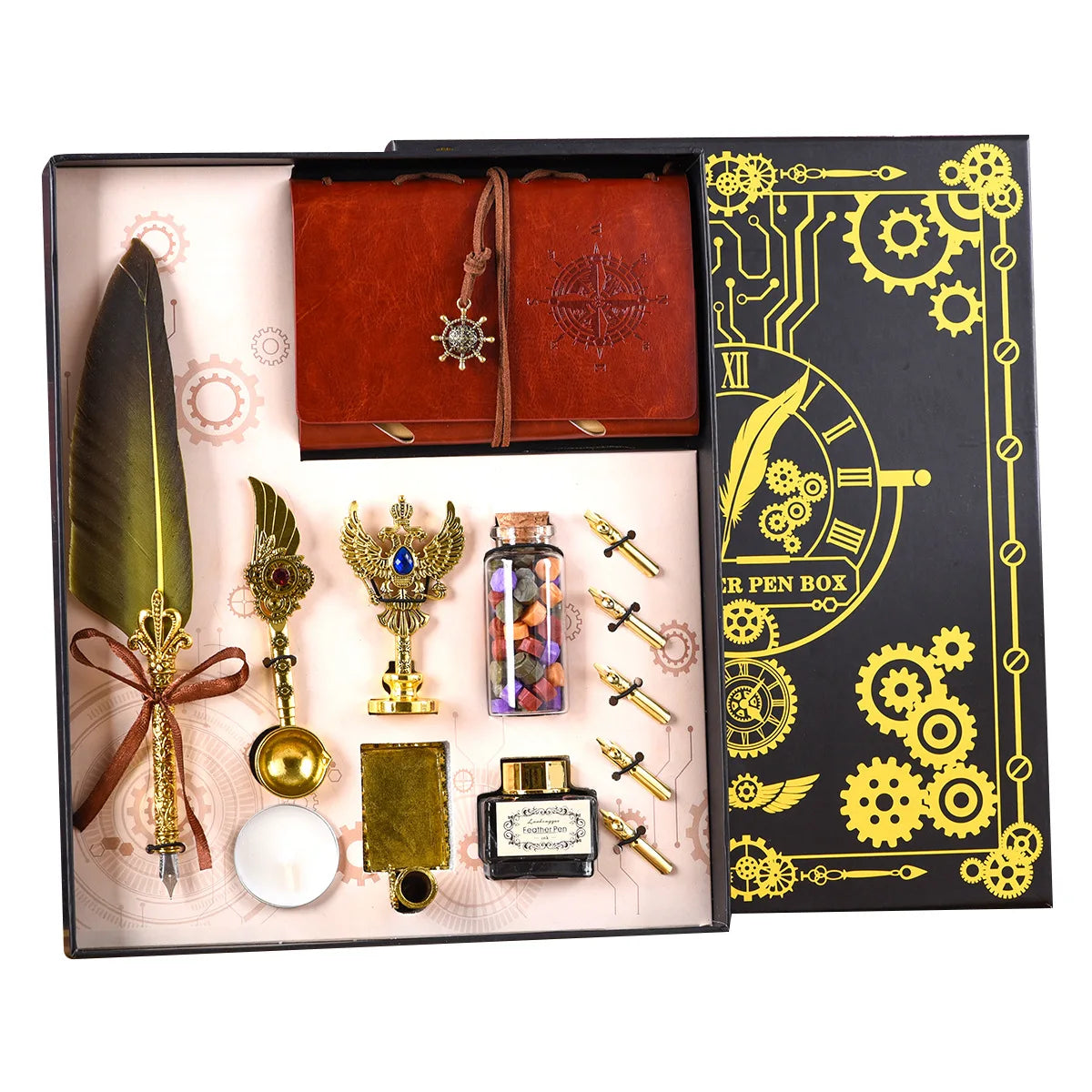 Set d'Écriture Vintage avec Stylo Plume & Carnet – Coffret Cadeau Calligraphie