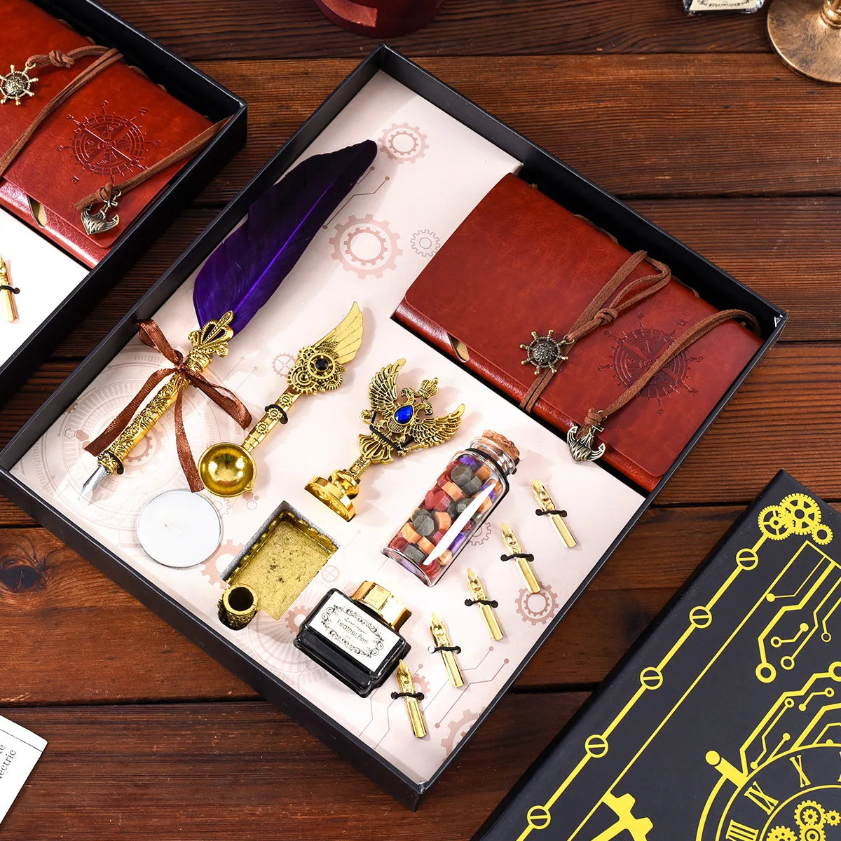 Set d'Écriture Vintage avec Stylo Plume & Carnet – Coffret Cadeau Calligraphie
